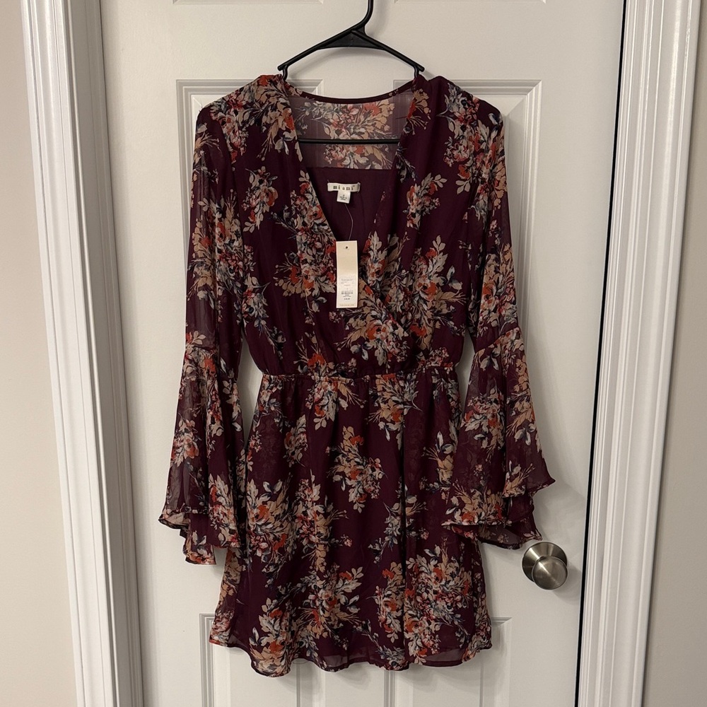 Francesca’s NWT - Miami Maroon Floral Dress